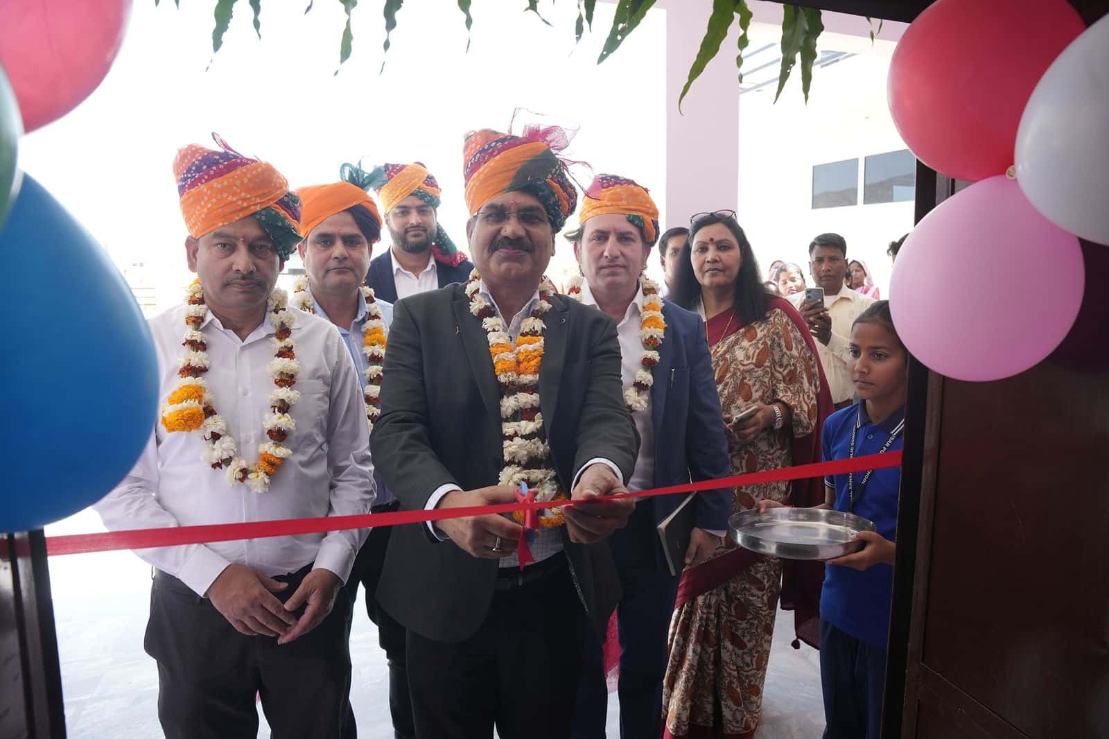 Ribbon-cutting at BSPS smart classroom inauguration by Mitsubishi Elevator India