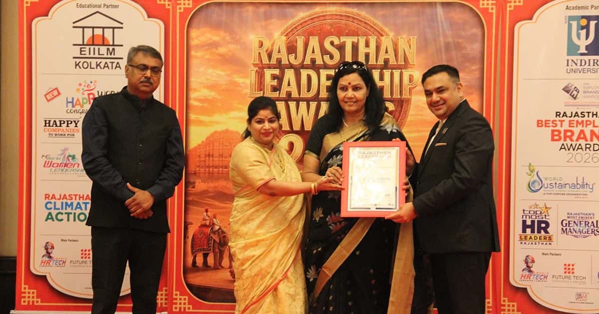 Bal Sansar Sanstha receiving the Rajasthan Leadership Award 2026 for Best Social Welfare Initiative at Hilton Jaipur