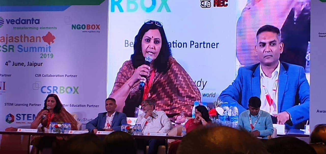 Dr. Priyamvada Singh speaking at Rajasthan CSR Summit 2019