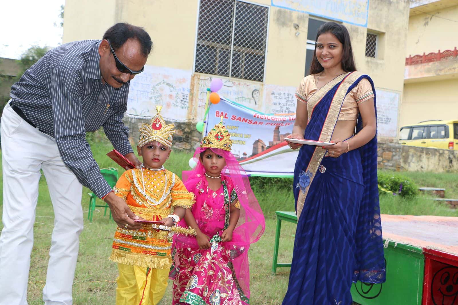 Children in costume at a school cultural celebration